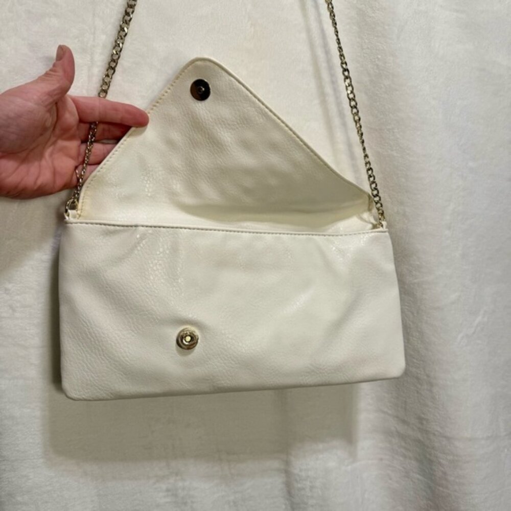 Studded White Faux Leather Shoulder Bag - Picture 4 of 8